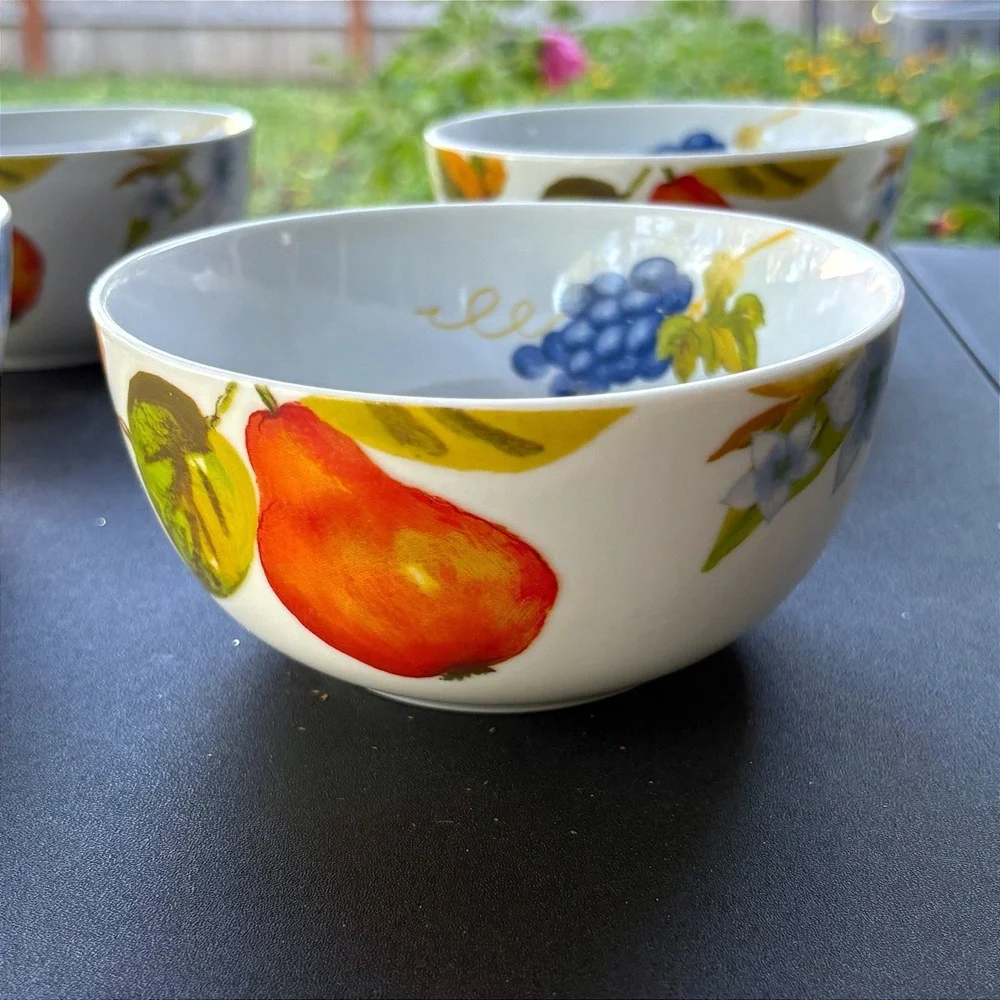 Pfaltzgraff Orchard Cereal Bowls Set of 4 Fruit Pattern 2002 (retired)